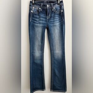 Miss Me Jeans 26x31 Embroidered Embellished Mid Rise Boot Cut Distressed